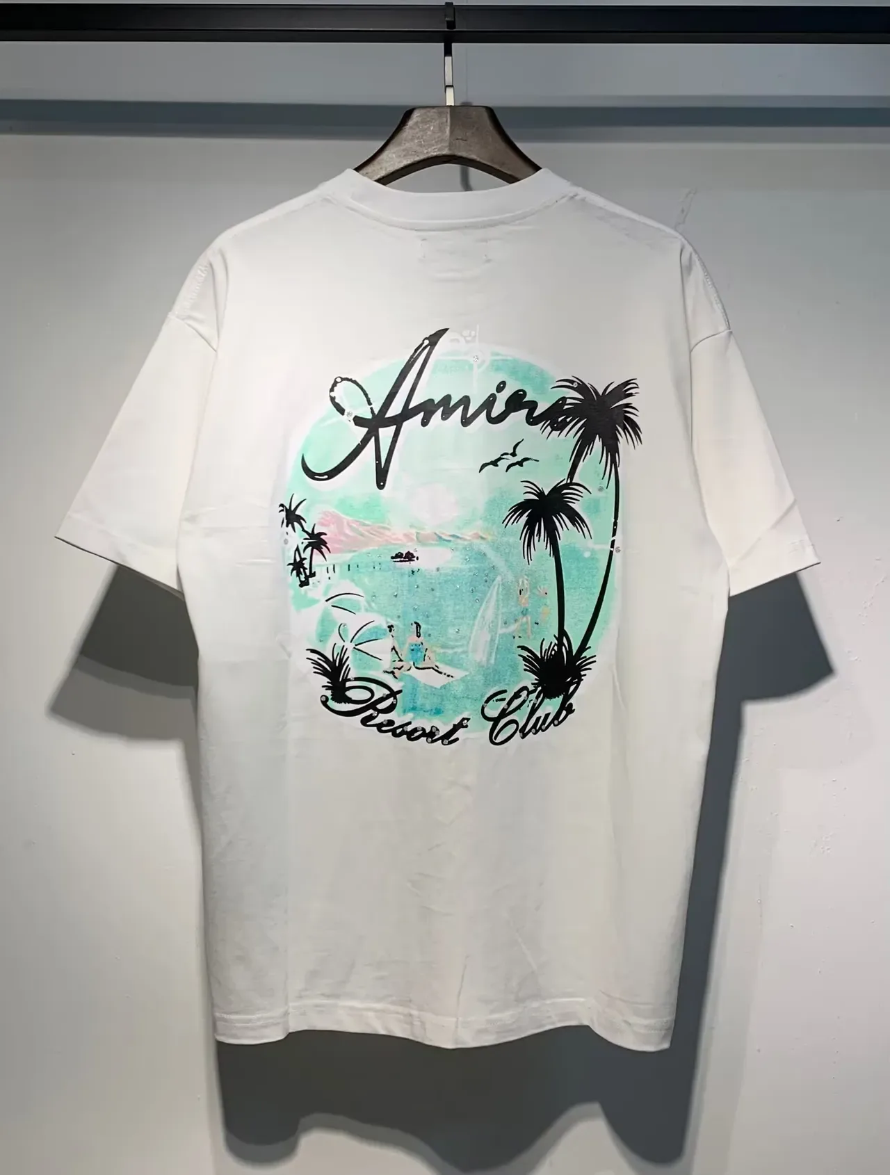 T-shirt Amiri Resort Club imprimé graphique noir et blanc 11
