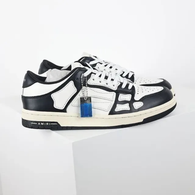 Amiri Skel Top Zapatillas Lifestyle de Cuero Negro y Blanco 3