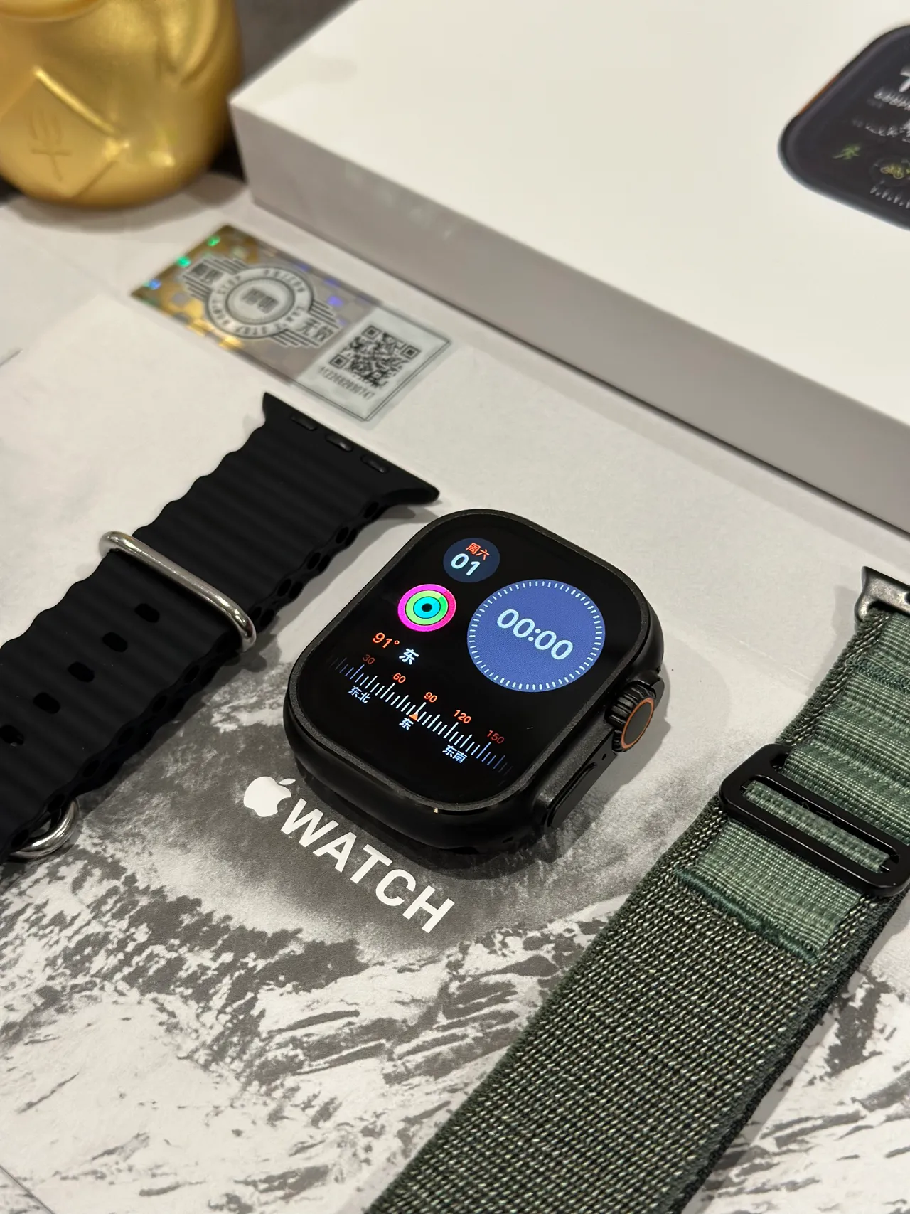 Apple 黑色军绿色 防摔保护壳 橙色-Accented 数字表冠 运动手表 3
