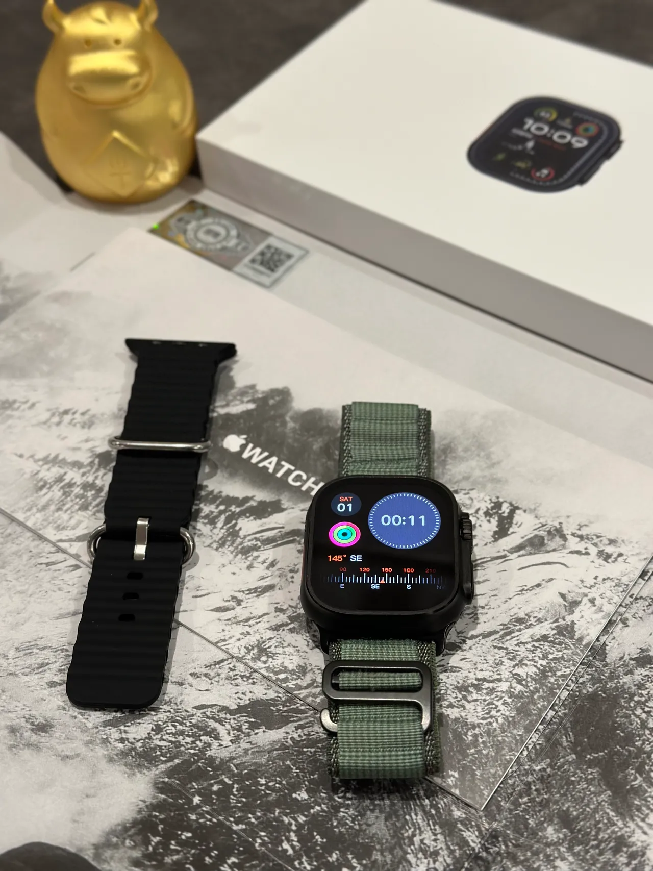 Apple 黑色军绿色 防摔保护壳 橙色-Accented 数字表冠 运动手表 7