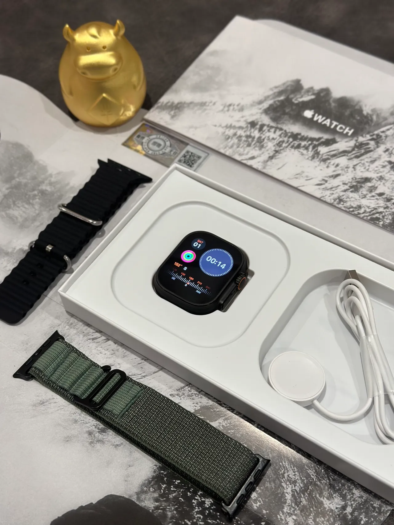 Apple 黑色军绿色 防摔保护壳 橙色-Accented 数字表冠 运动手表 11