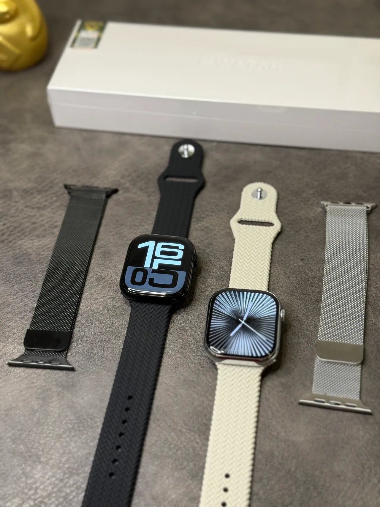 Apple Argent Noir Boîtier Carré Arrondi Acier Inoxidable Montre Sport 2