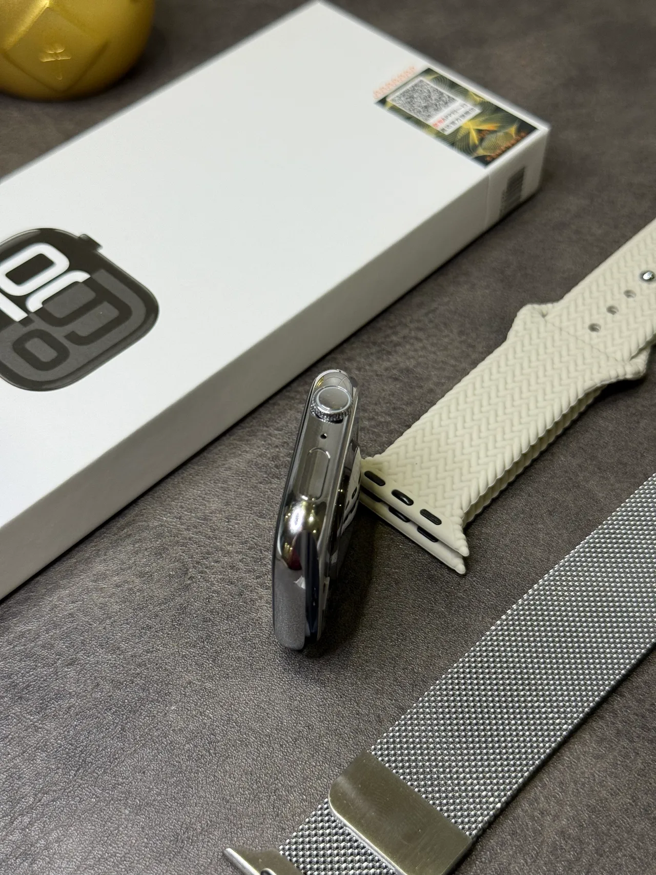Apple Argent Noir Boîtier Carré Arrondi Acier Inoxidable Montre Sport 4