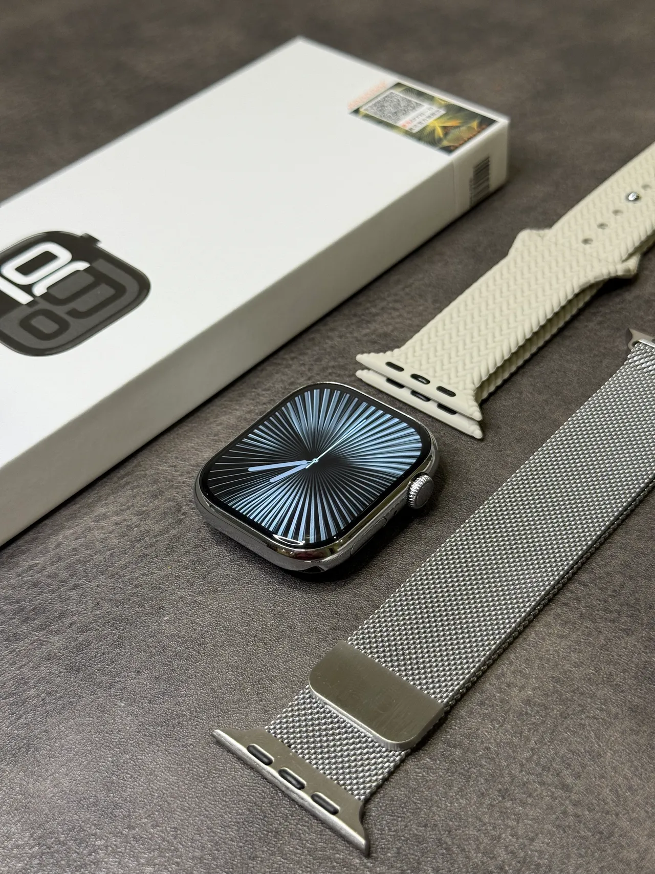 Apple Argent Noir Boîtier Carré Arrondi Acier Inoxidable Montre Sport 5