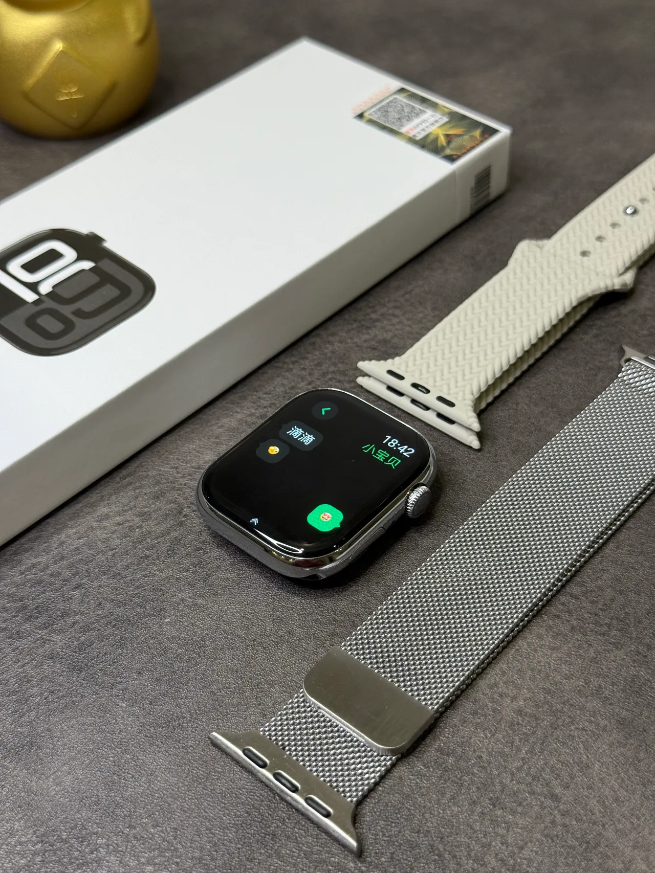 Apple Argent Noir Boîtier Carré Arrondi Acier Inoxidable Montre Sport 7