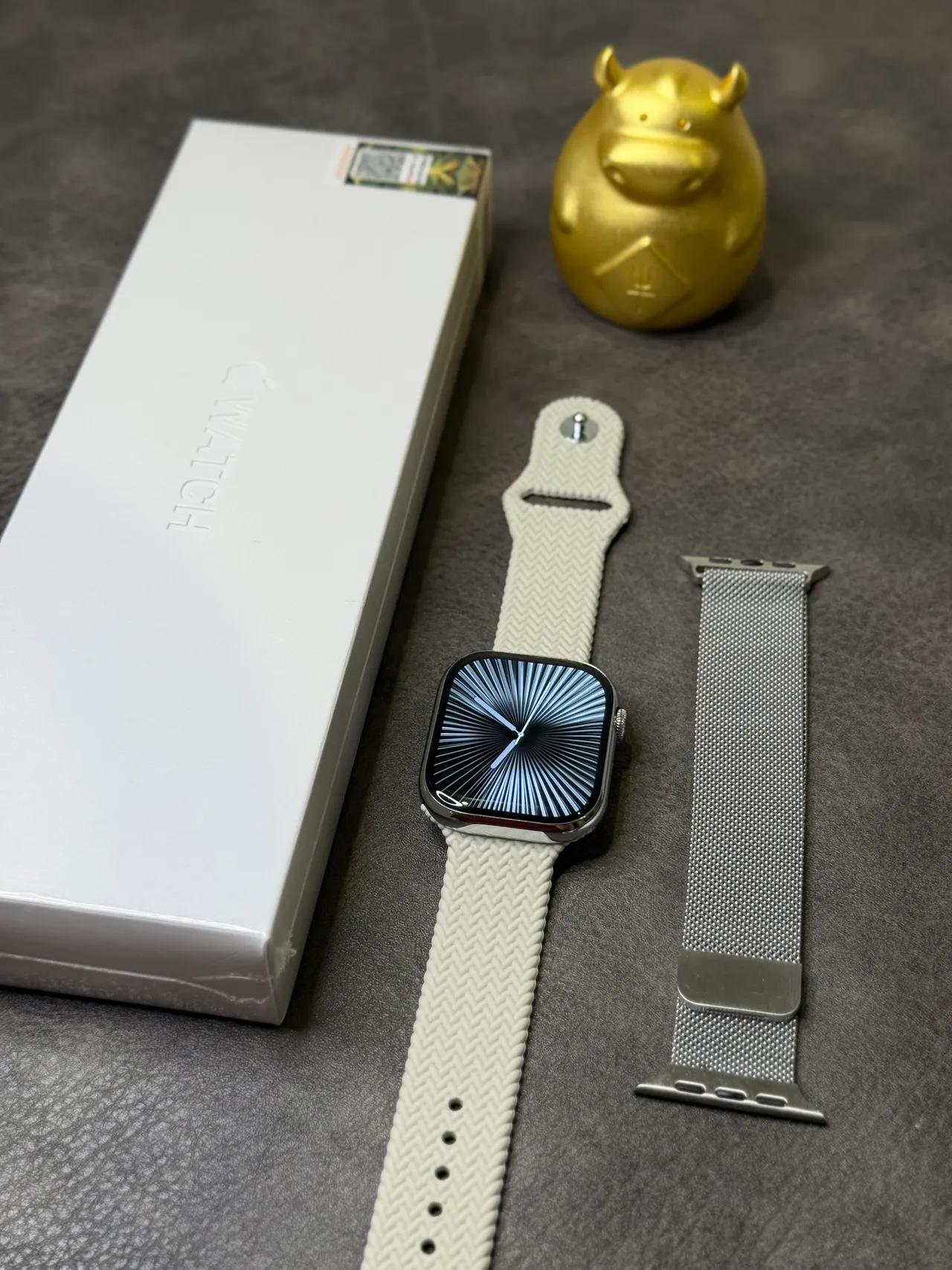Apple Argent Noir Boîtier Carré Arrondi Acier Inoxidable Montre Sport 9