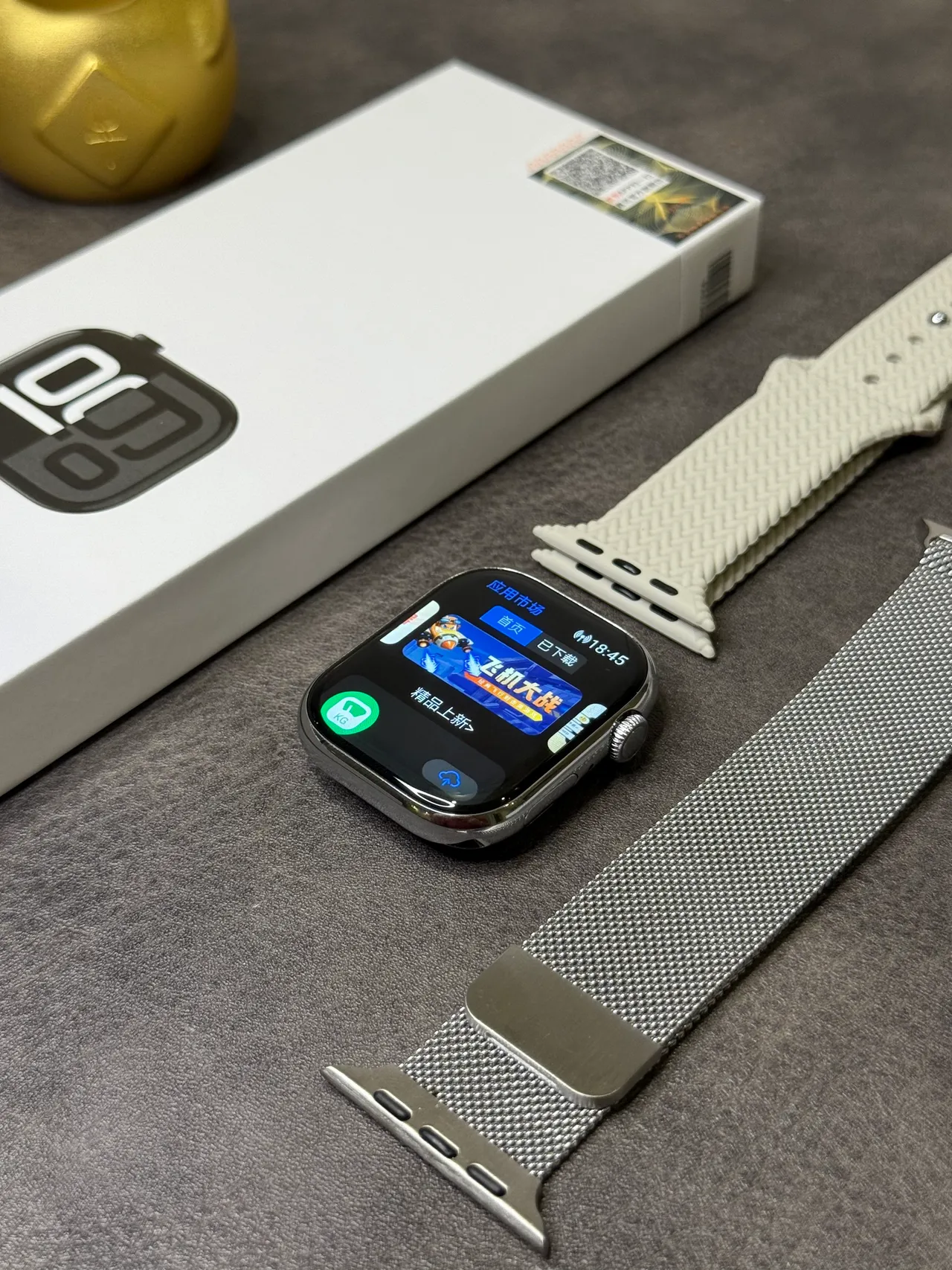 Apple Argent Noir Boîtier Carré Arrondi Acier Inoxidable Montre Sport 14