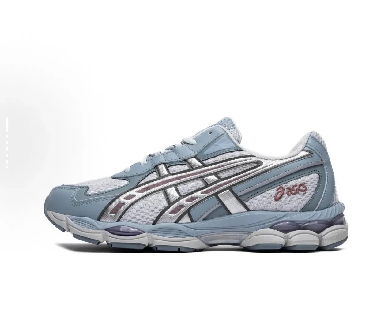 ASICS নীল সাদা লেয়ার্ড কেজ ওভারলে মেশ ভেন্টিলেশন প্যানেল লাইফস্টাইল স্নিকার 16