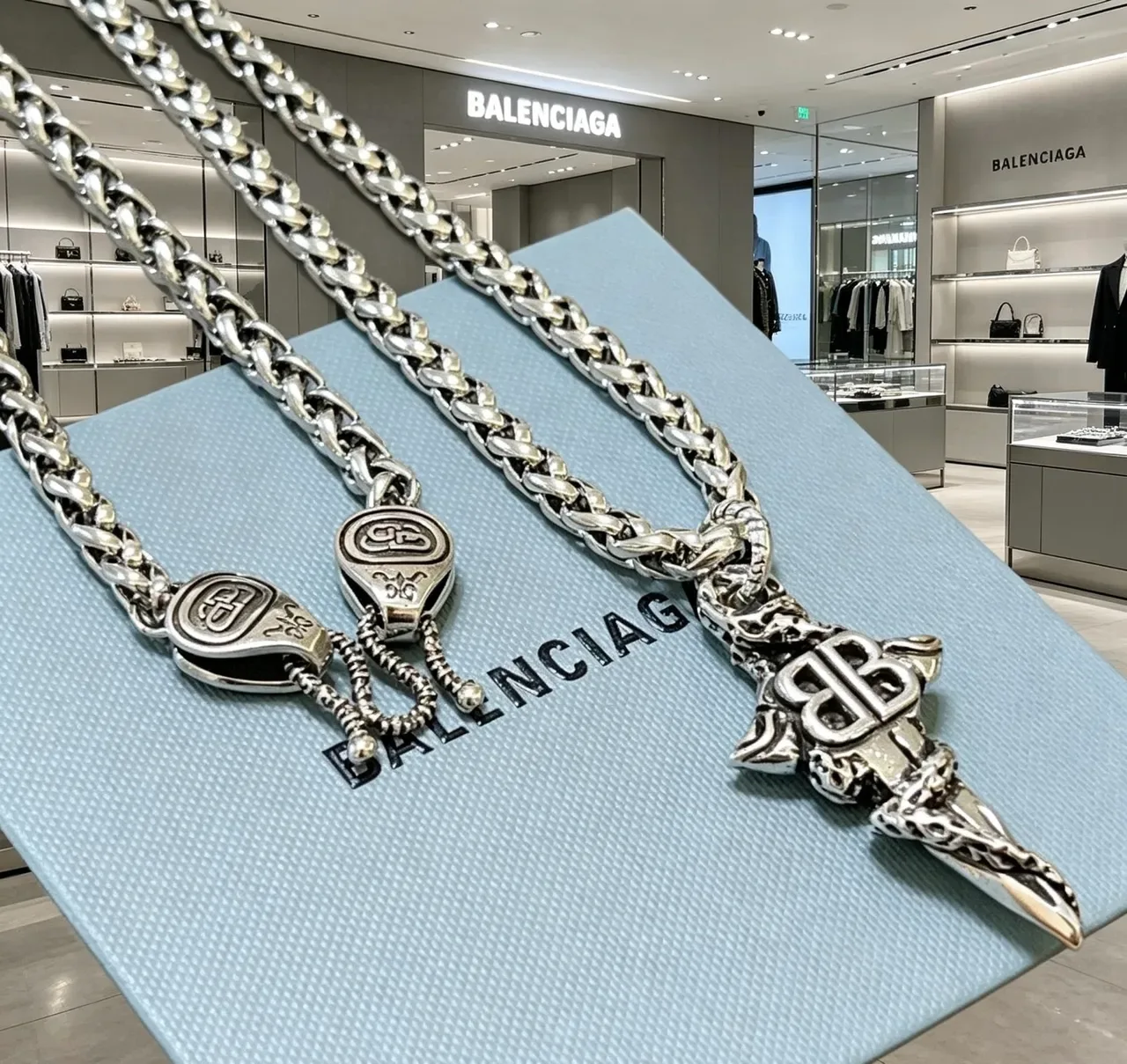 Colar Balenciaga BB Chain Oversized Prata Corrente Curb-Link 7