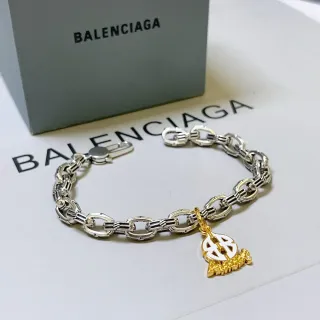 Balenciaga BB Charm Pulseira de Corrente de Duas Cores