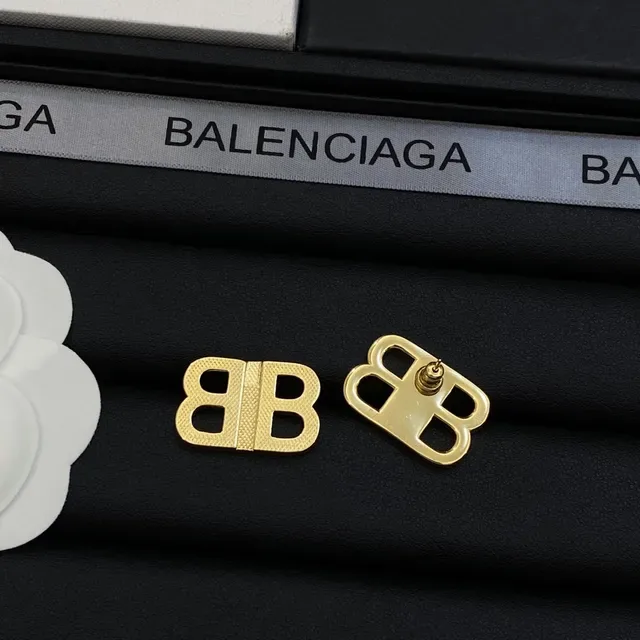 Balenciaga BB Logo Textured Gold-Tone Metal Brooches 2