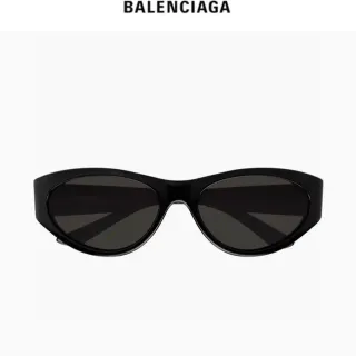 Balenciaga Black Elongated Oval Sunglasses