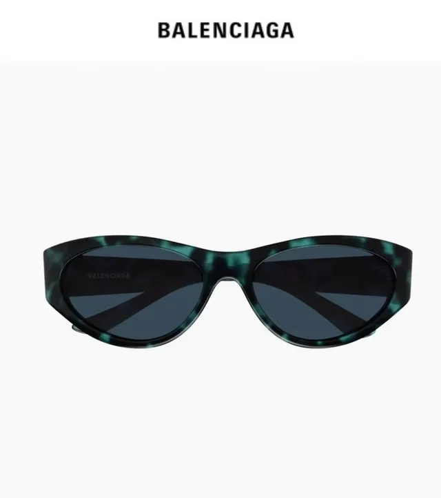 Balenciaga Black Elongated Oval Sunglasses 4