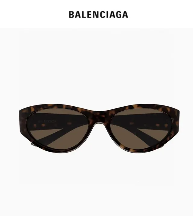 Balenciaga Black Elongated Oval Sunglasses 6