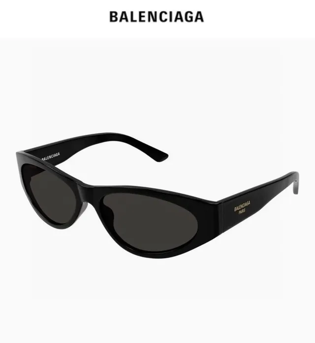 Balenciaga Black Elongated Oval Sunglasses 9