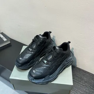 Balenciaga Black Oversized Sole Perforated Leather Upper Chunky Sneakers