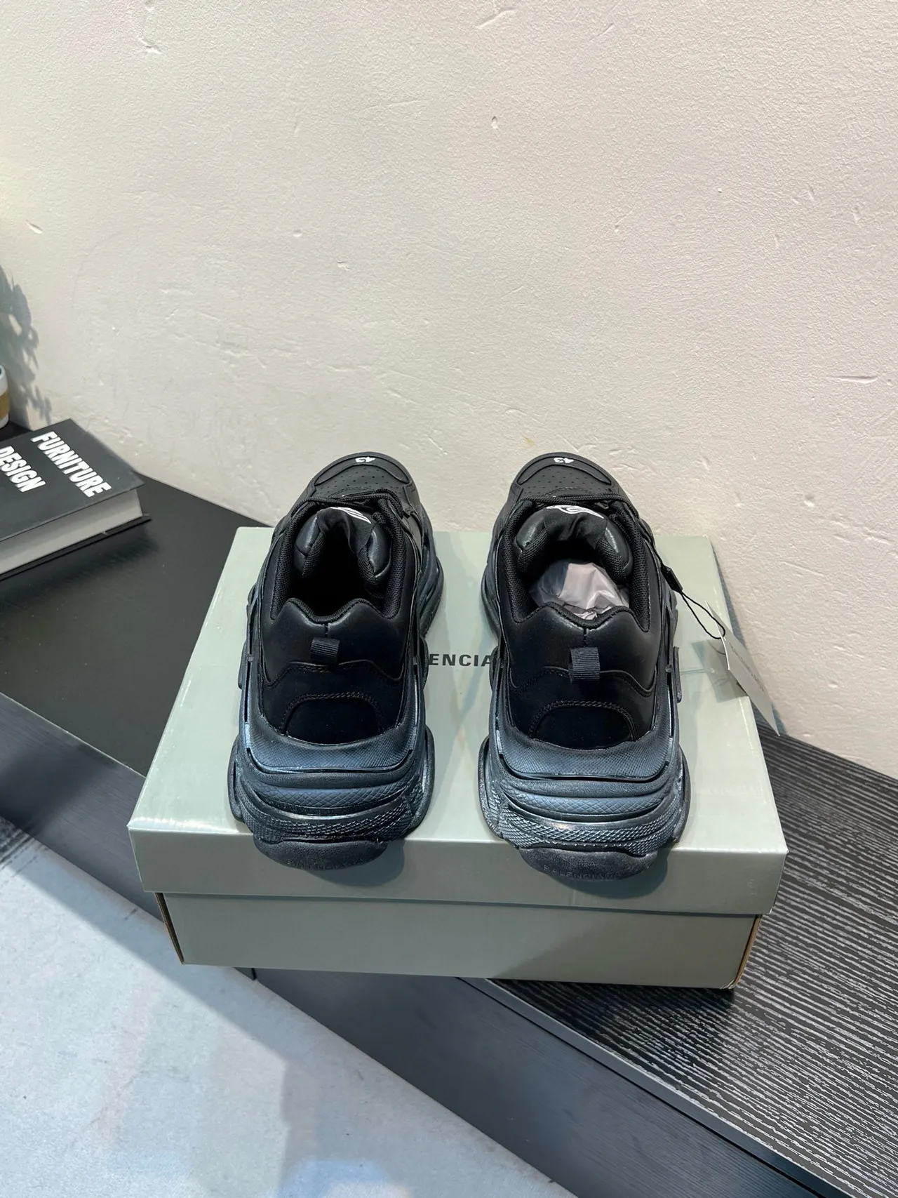 Balenciaga Black Oversized Sole Perforated Leather Upper Chunky Sneakers 5