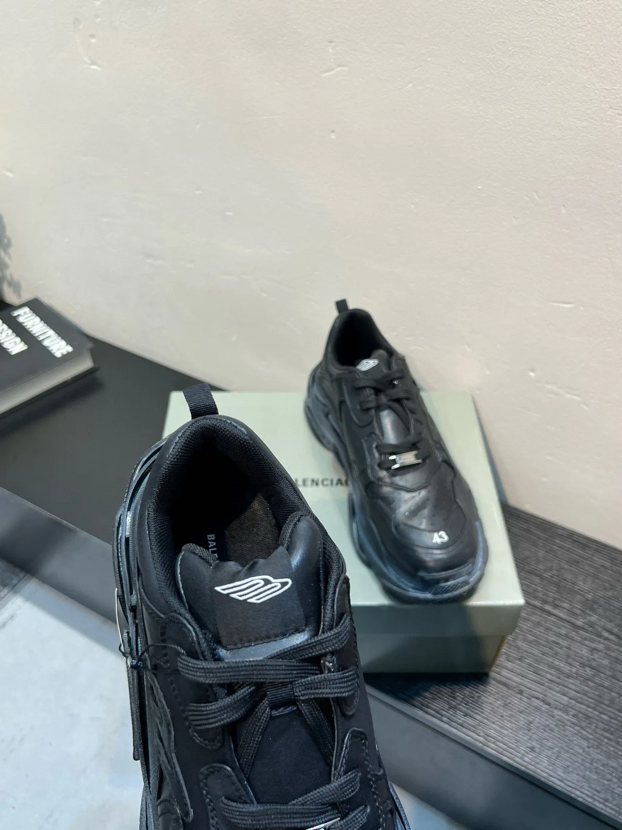 Balenciaga Black Oversized Sole Perforated Leather Upper Chunky Sneakers 6