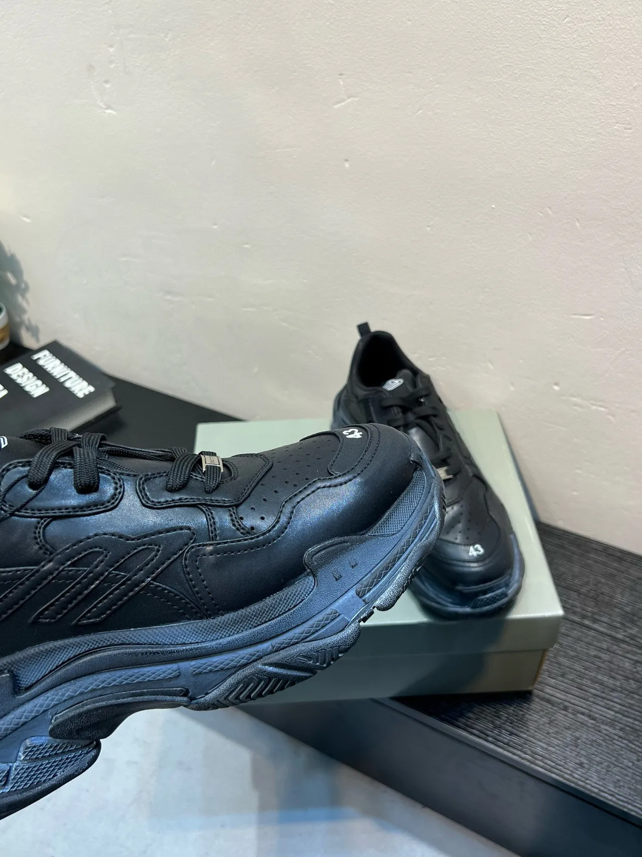 Balenciaga Black Oversized Sole Perforated Leather Upper Chunky Sneakers 8