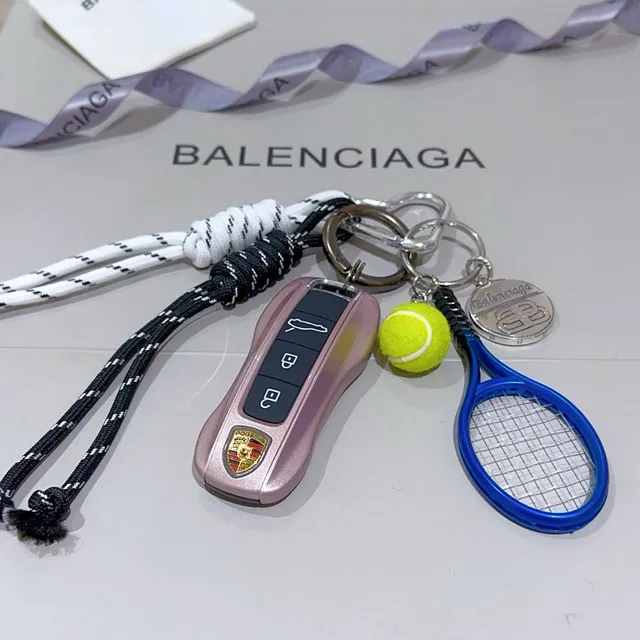 Balenciaga नीली पीली मिनी टेनिस रैकेट ब्रेडेड पैराकॉर्ड ल्यानियर्ड फोन केस 6