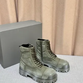 Balenciaga Defender Olive Green Canvas Work Boots