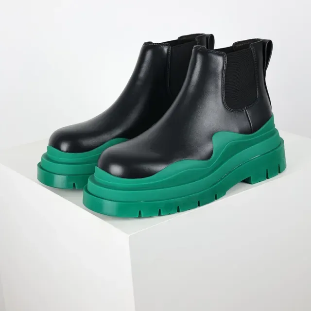 Balenciaga Le Cagole কালো এবং সবুজ চাঙ্কি চেলসি বুট 2