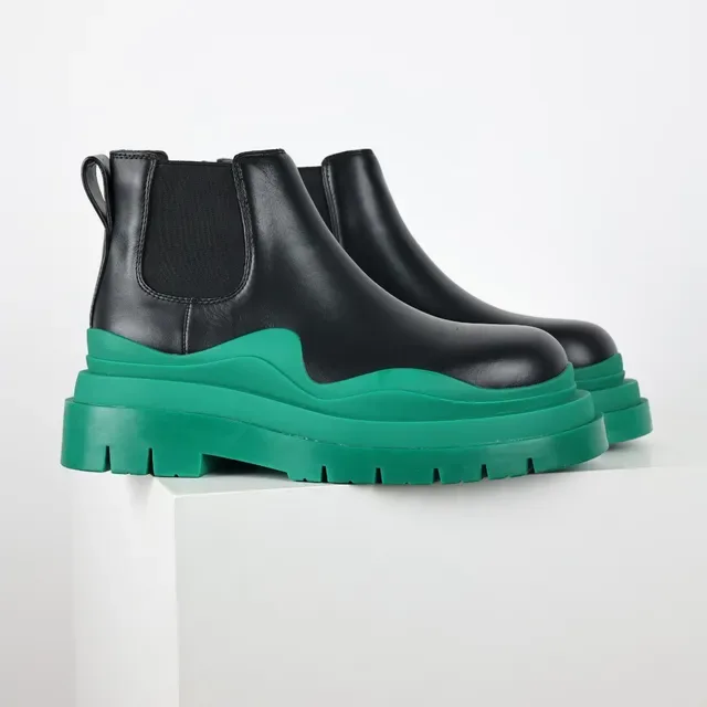 Balenciaga Le Cagole কালো এবং সবুজ চাঙ্কি চেলসি বুট 3