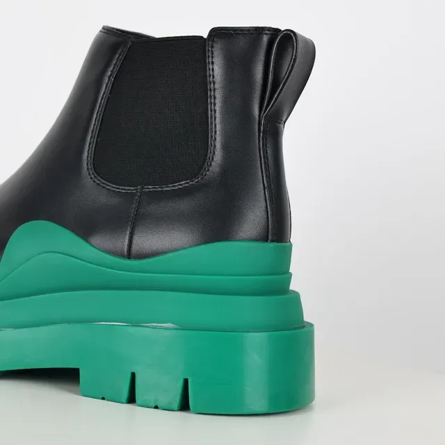 Balenciaga Le Cagole কালো এবং সবুজ চাঙ্কি চেলসি বুট 4
