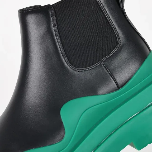 Balenciaga Le Cagole কালো এবং সবুজ চাঙ্কি চেলসি বুট 6