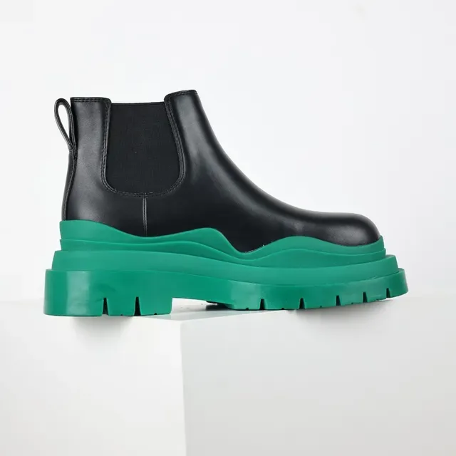 Balenciaga Le Cagole কালো এবং সবুজ চাঙ্কি চেলসি বুট 7