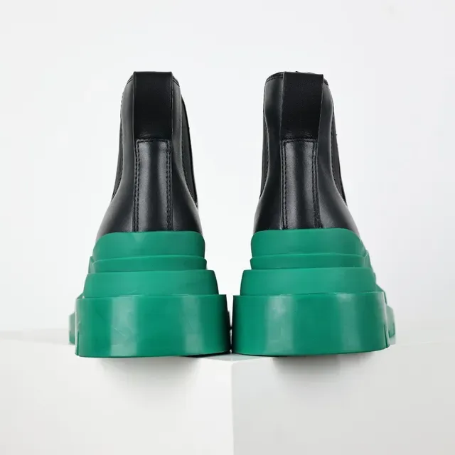 Balenciaga Le Cagole কালো এবং সবুজ চাঙ্কি চেলসি বুট 8