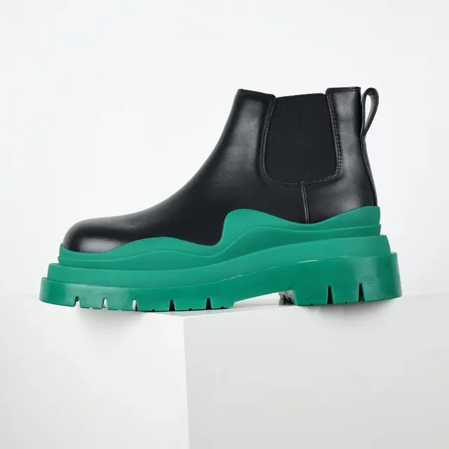 Balenciaga Le Cagole কালো এবং সবুজ চাঙ্কি চেলসি বুট 9