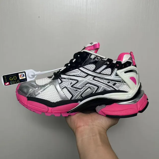 Balenciaga Runner Blanc Argent Noir Rose Baskets Chunky 2
