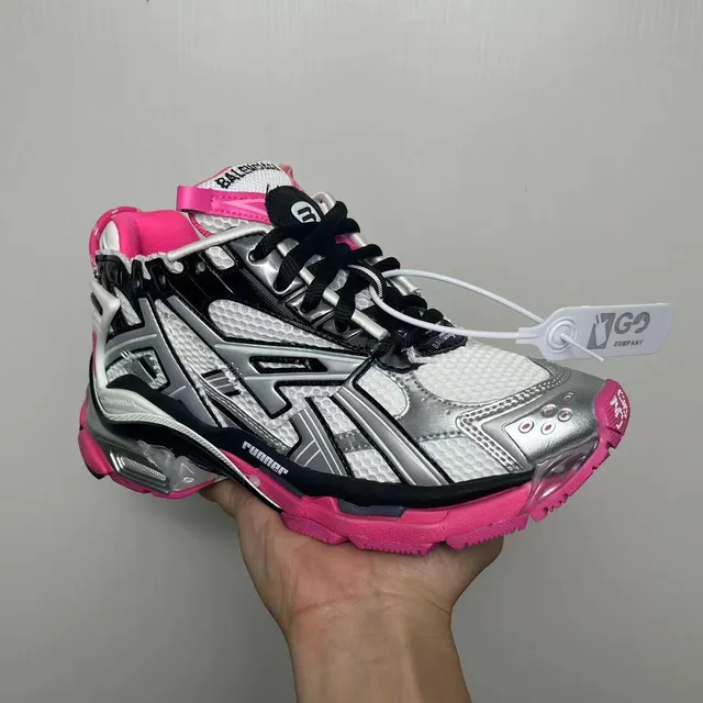 Balenciaga Runner Blanc Argent Noir Rose Baskets Chunky 3