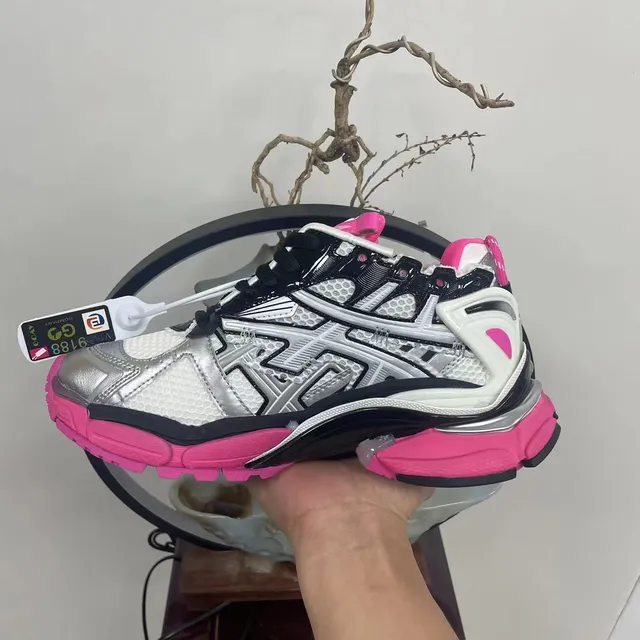 Balenciaga Runner Blanc Argent Noir Rose Baskets Chunky 8