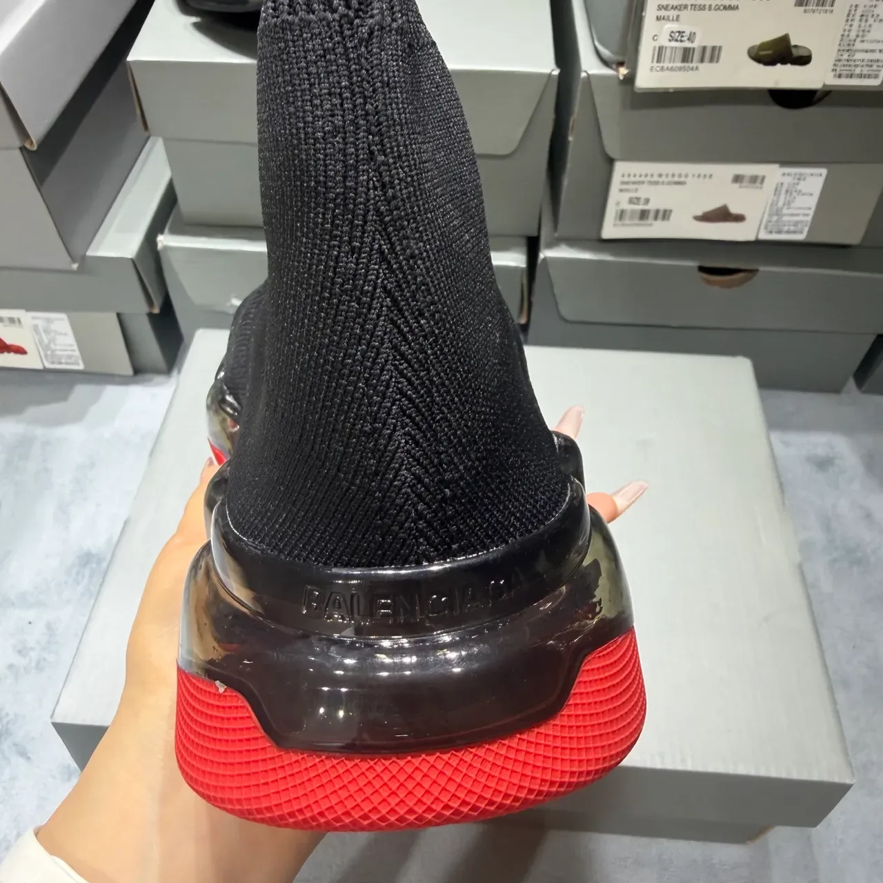 Balenciaga Speed Trainer أسود وأحمر أحذية رياضية أنيقة 2