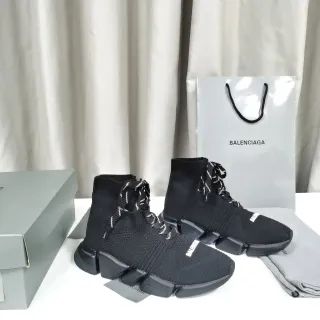 Balenciaga Speed Trainer Black Knit High-Top Lifestyle Sneakers