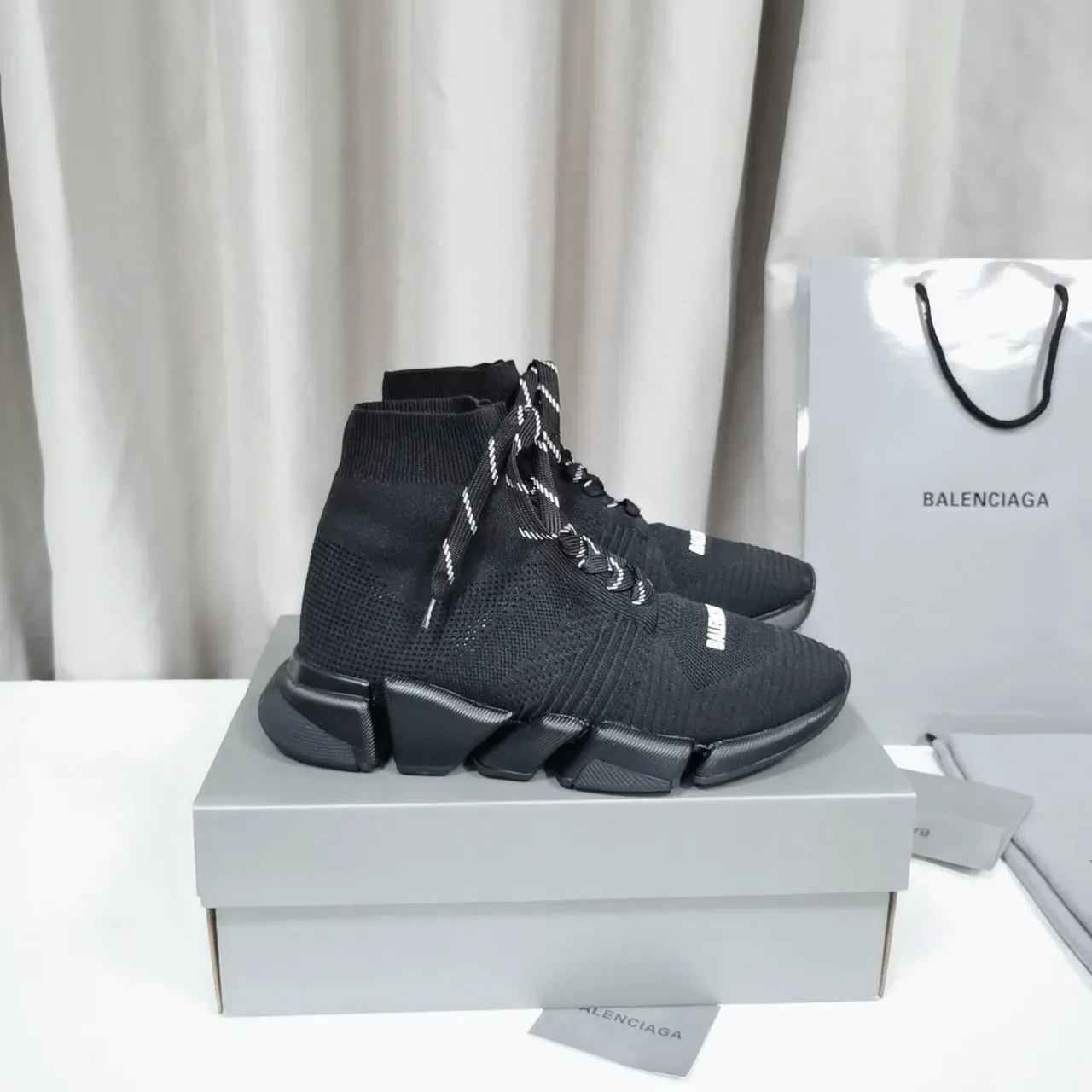 Balenciaga Speed Trainer Tênis Lifestyle Pretos de Malha Topo Alto 2