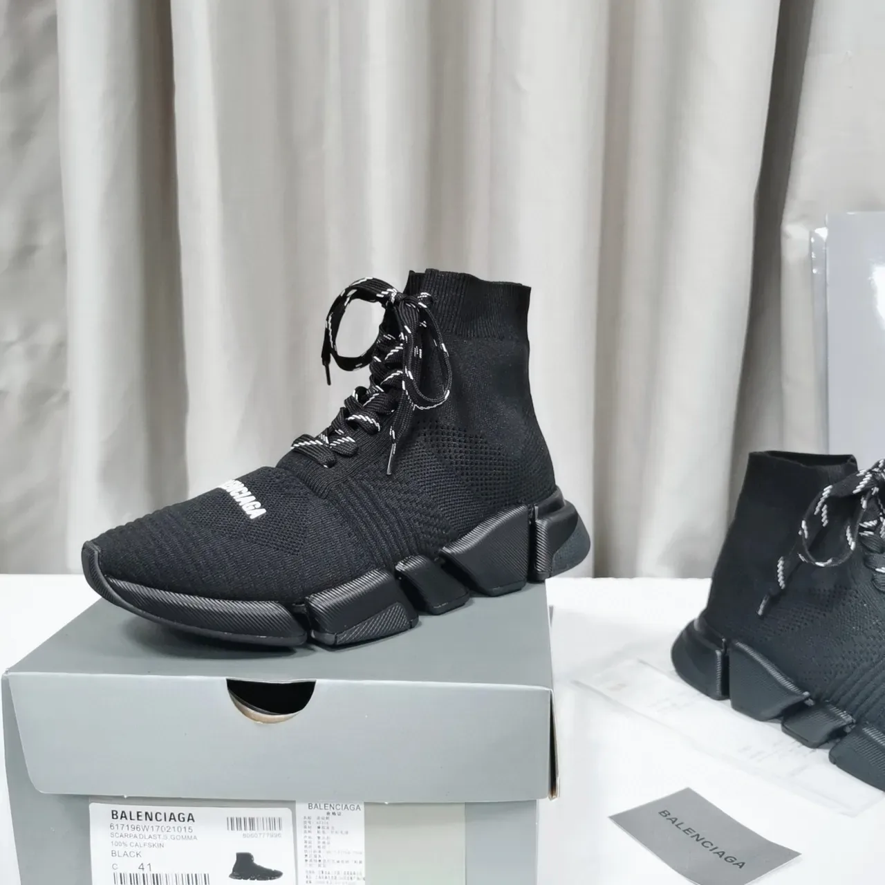 Balenciaga Speed Trainer Tênis Lifestyle Pretos de Malha Topo Alto 3