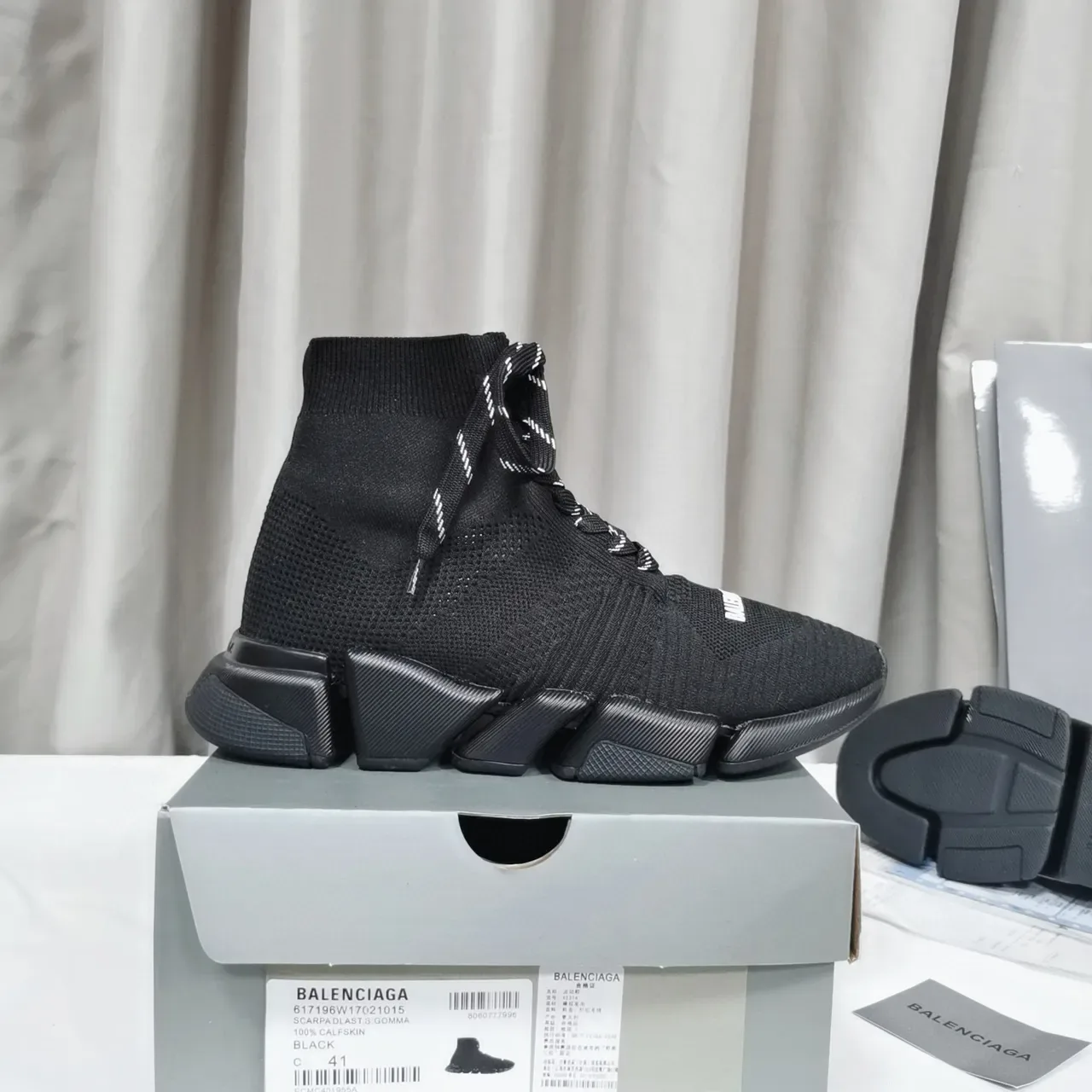 Balenciaga Speed Trainer Tênis Lifestyle Pretos de Malha Topo Alto 4