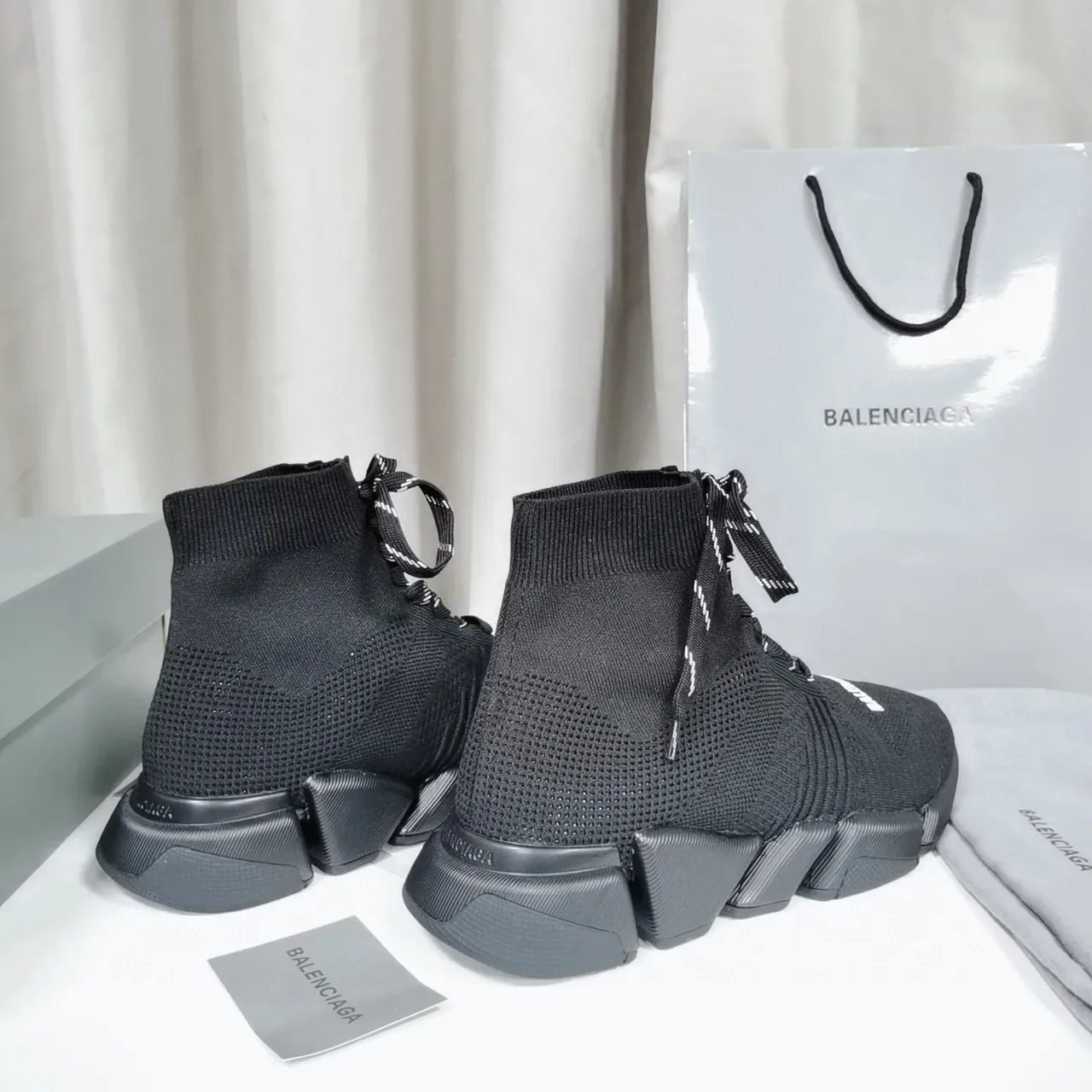 Balenciaga Speed Trainer Tênis Lifestyle Pretos de Malha Topo Alto 5