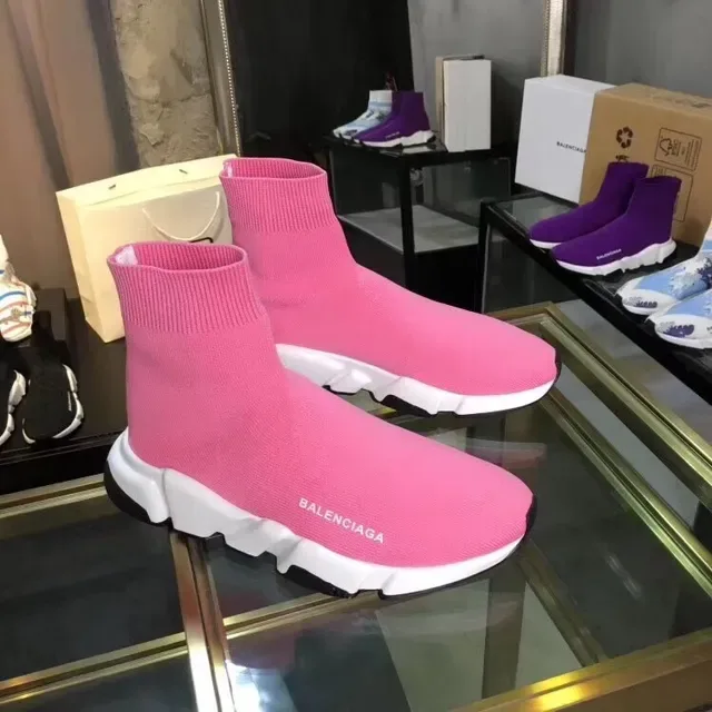 Balenciaga Speed Trainer Pink Knit Lifestyle Sneakers 3