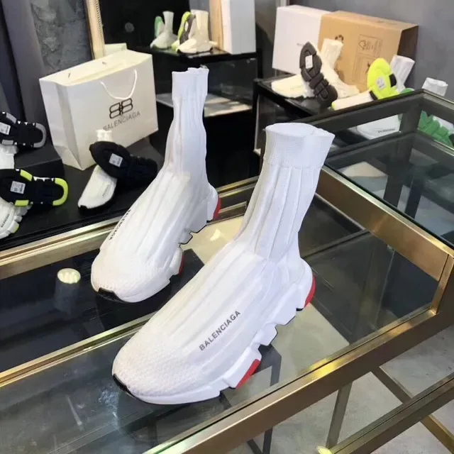 Balenciaga Speed Trainer أبيض أسود أحمر أسلوب حياة حذاء رياضي 2