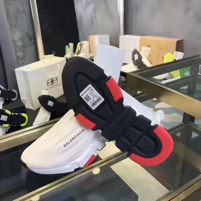 Balenciaga Speed Trainer أبيض أسود أحمر أسلوب حياة حذاء رياضي 3
