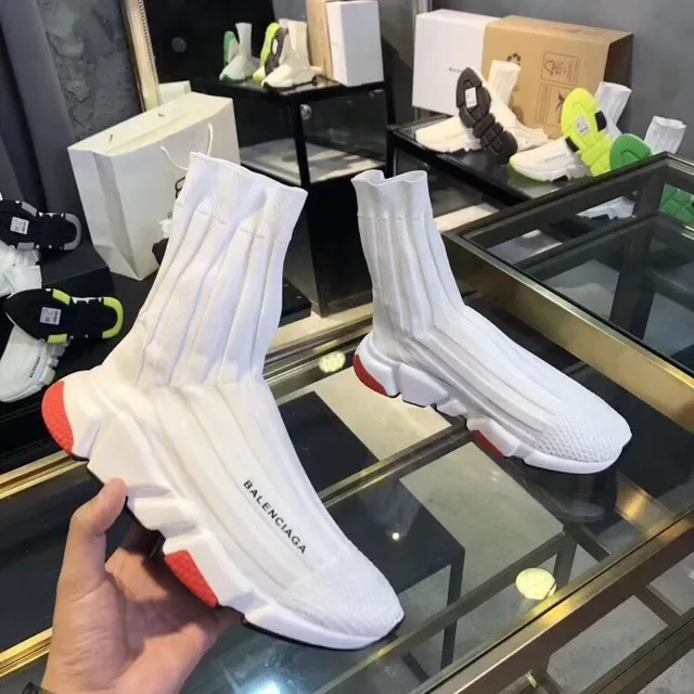 Balenciaga Speed Trainer أبيض أسود أحمر أسلوب حياة حذاء رياضي 4