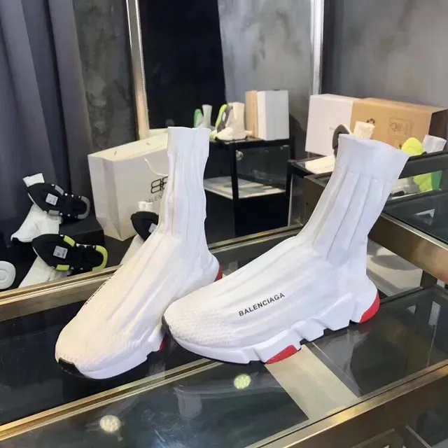 Balenciaga Speed Trainer أبيض أسود أحمر أسلوب حياة حذاء رياضي 5