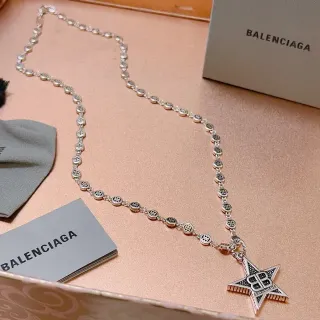 Balenciaga Colgante Estrella Collar Cadena Plata Negro
