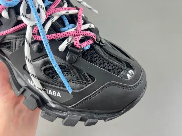 Balenciaga Track Trainer ब्लैक मल्टीकलर लेस चंकी स्नीकर 2