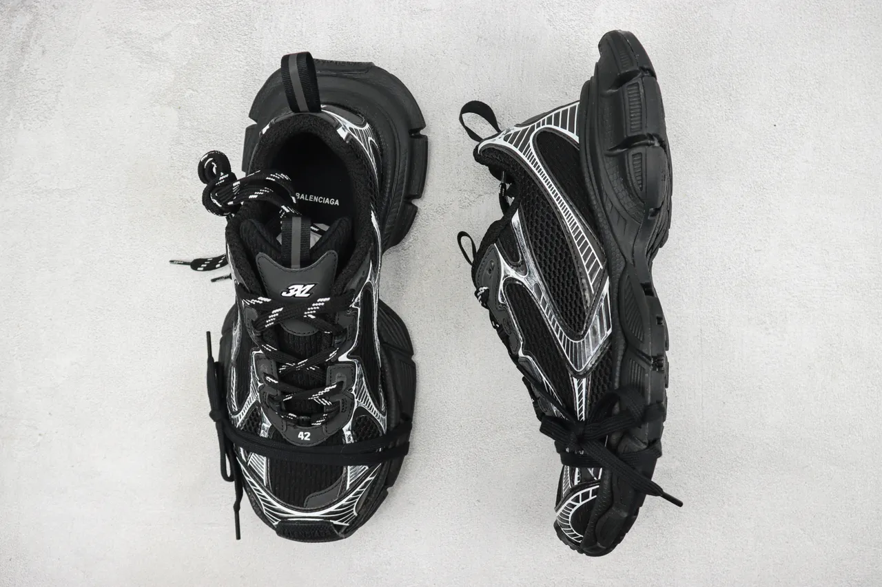 Balenciaga Track Trainer Black Silver Chunky Sneakers 3