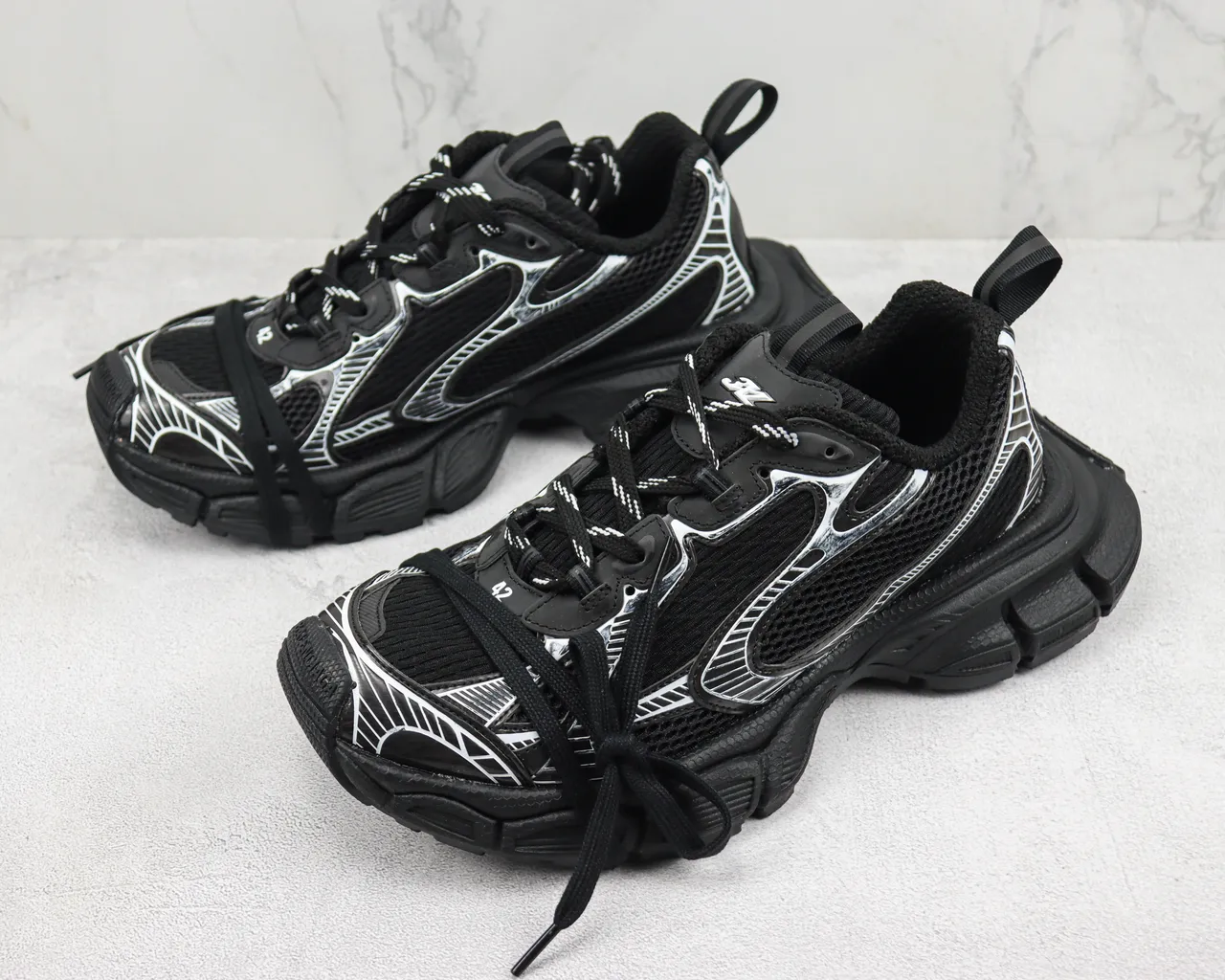 Balenciaga Track Trainer Black Silver Chunky Sneakers 4